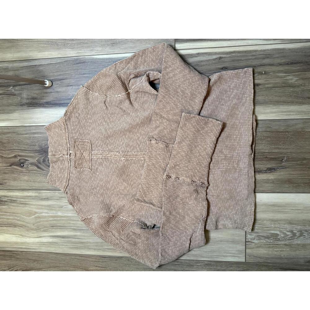 NWT! Free People Midnight Stretch Cotton Half Zip Crop Top Size Medium - Picture 6 of 7